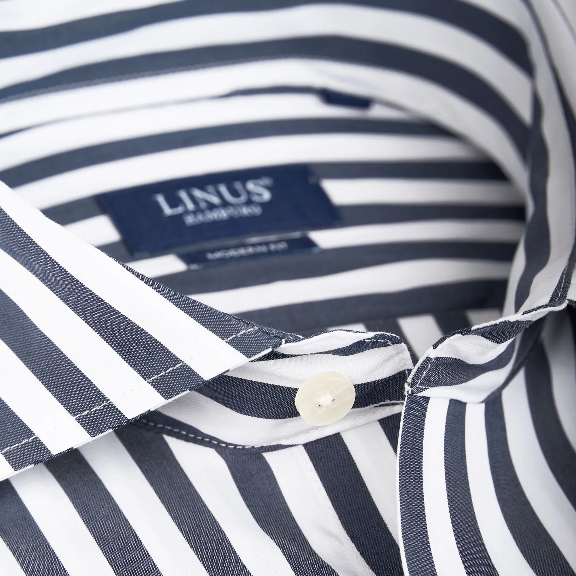 Modern Fit Hemd aus reiner Baumwolle in Weiß und Blau gestreift blau/gestreift Bild 2