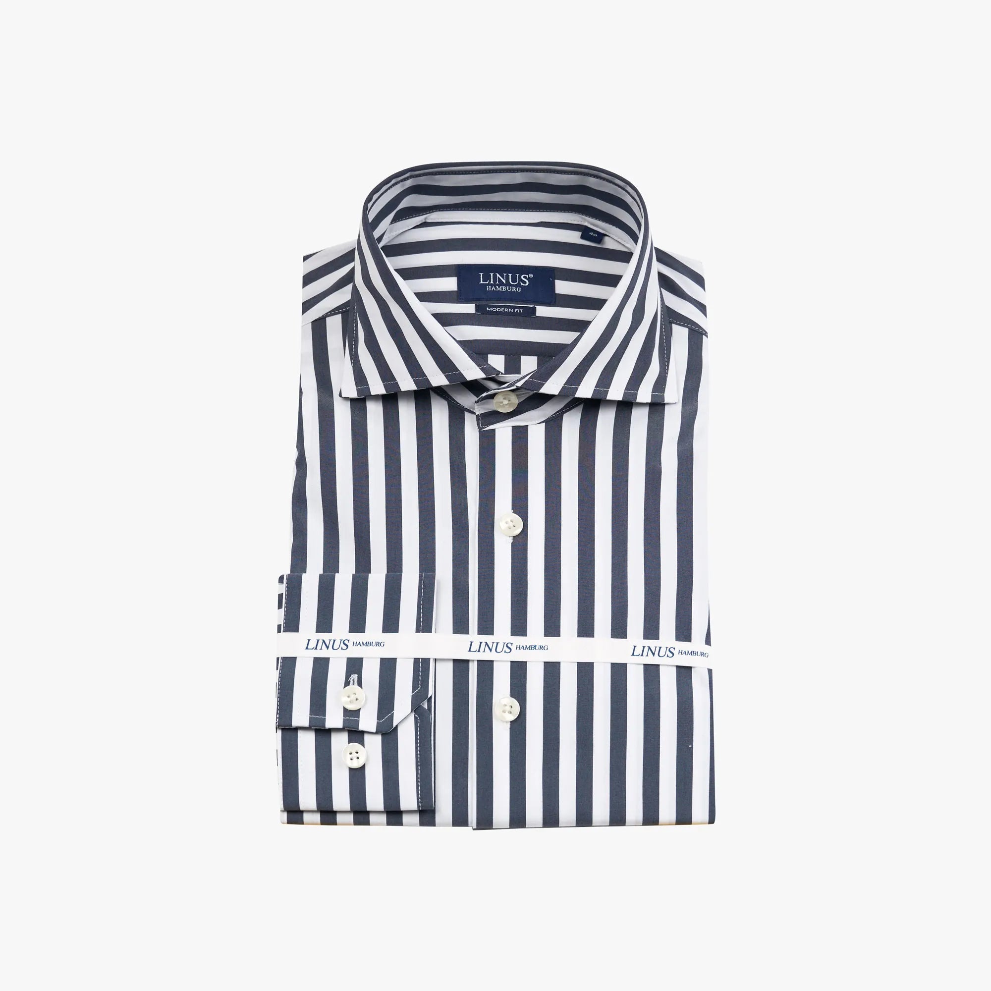 Modern Fit Hemd aus reiner Baumwolle in Weiß und Blau gestreift blau/gestreift Bild 5