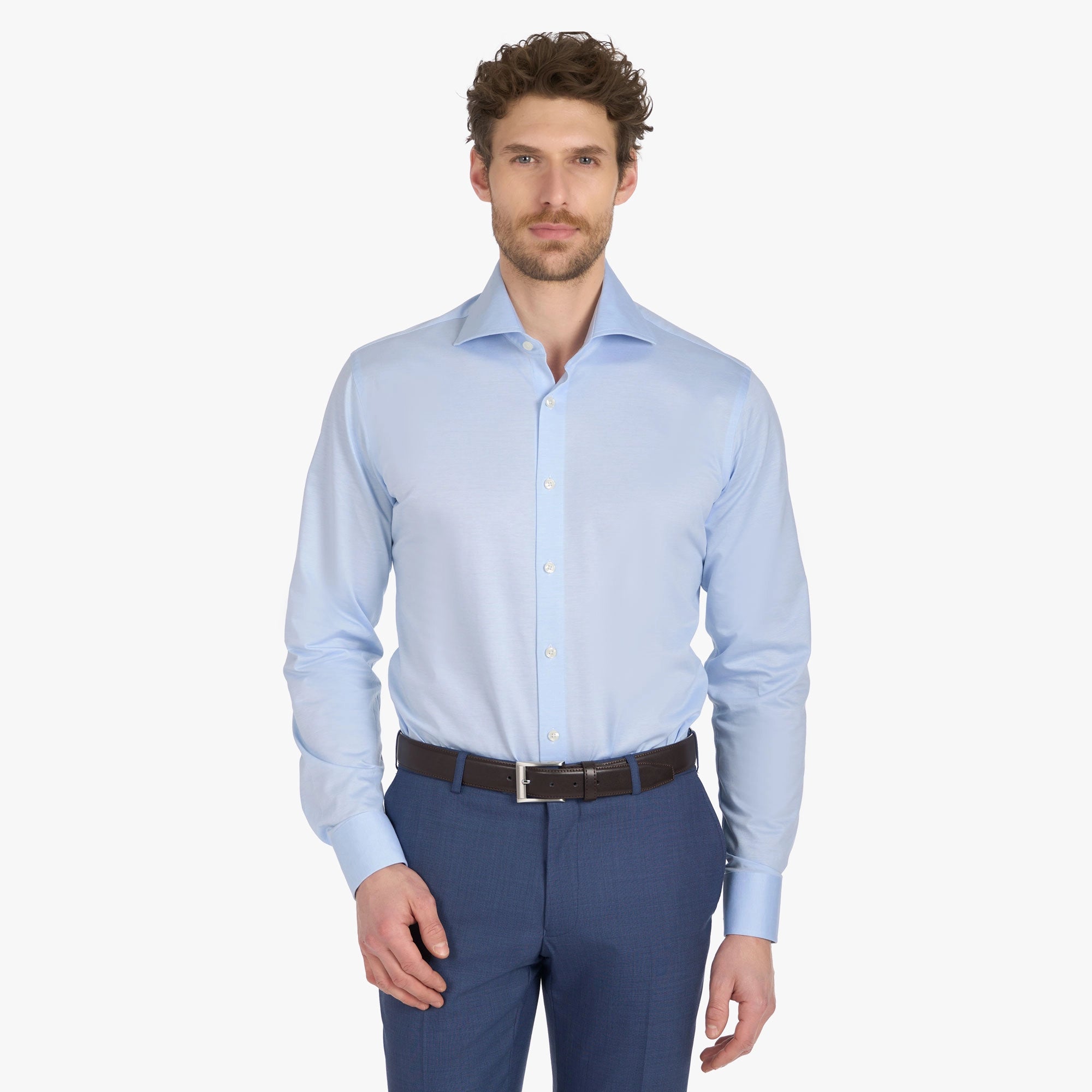 Hemd aus Jersey in Hellblau light blue Bild 1