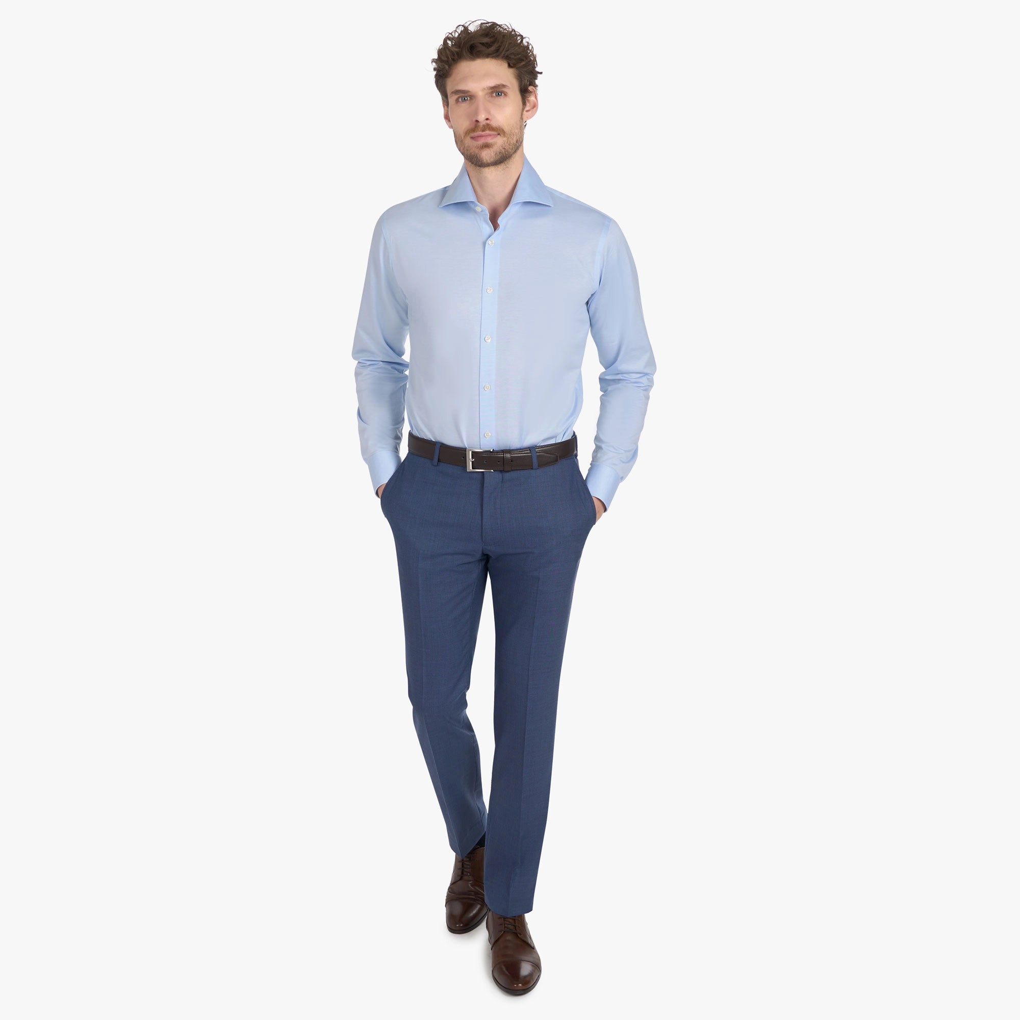 Hemd aus Jersey in Hellblau light blue Bild 3