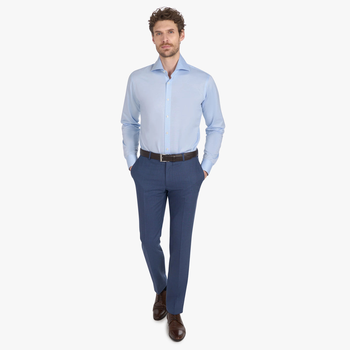 Hemd aus Jersey in Hellblau light blue Bild 3