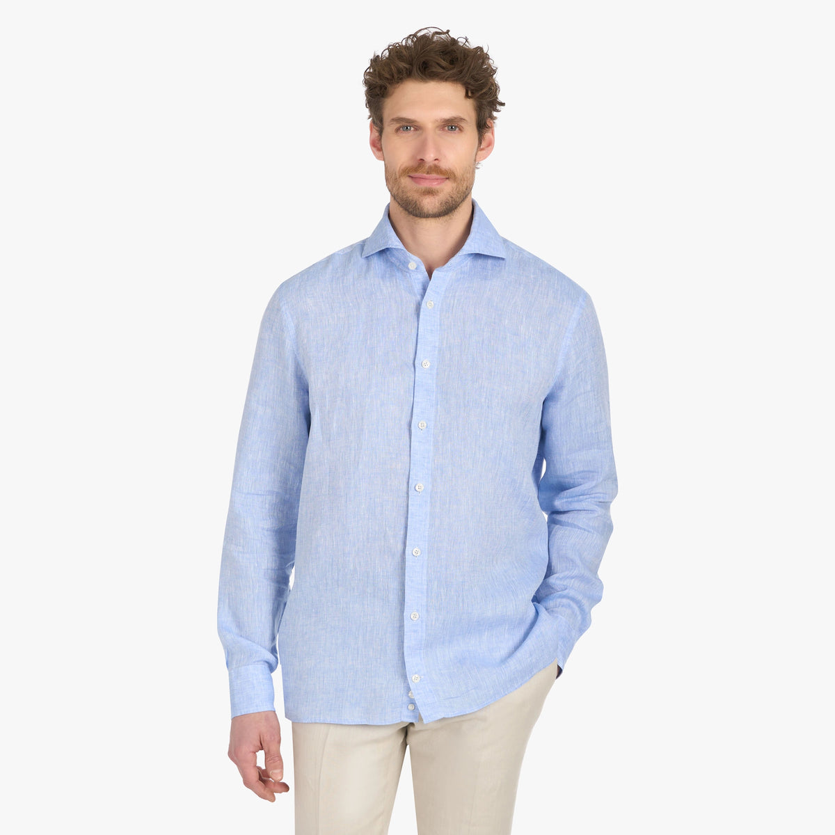 Leinenhemd in Hellblau light blue Bild 1