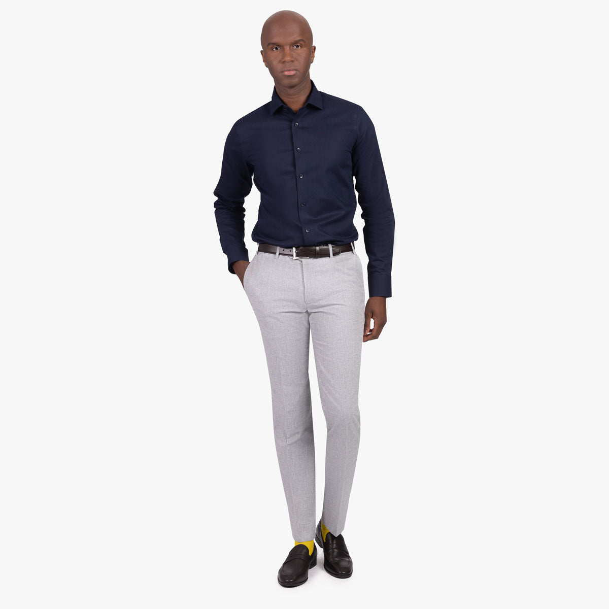 Slim Fit Hemd aus Baumwolle/Leinen in dunkelblau dkl. blau Bild 4