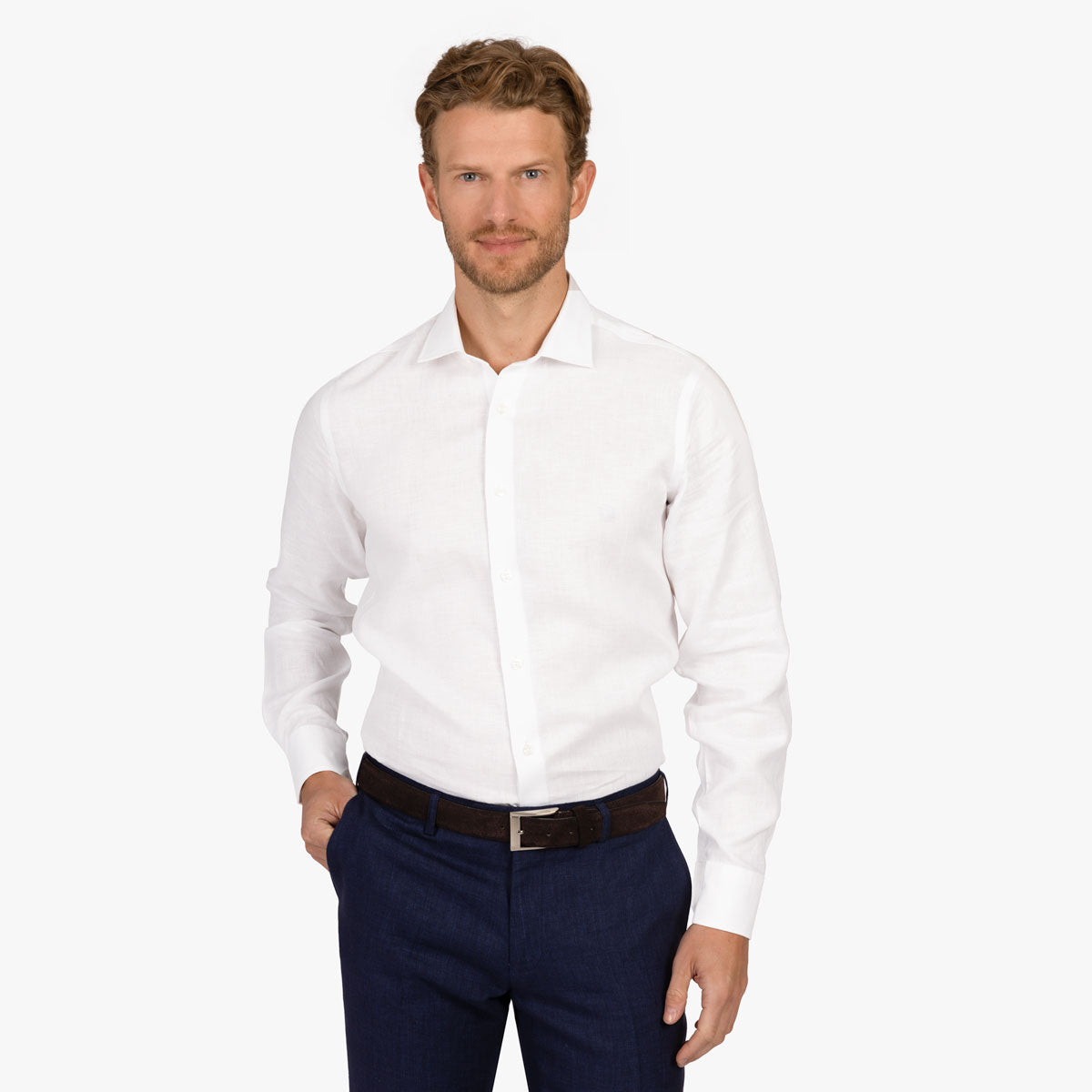 Slim Fit Hemd aus Leinen in weiß weiß Bild 1