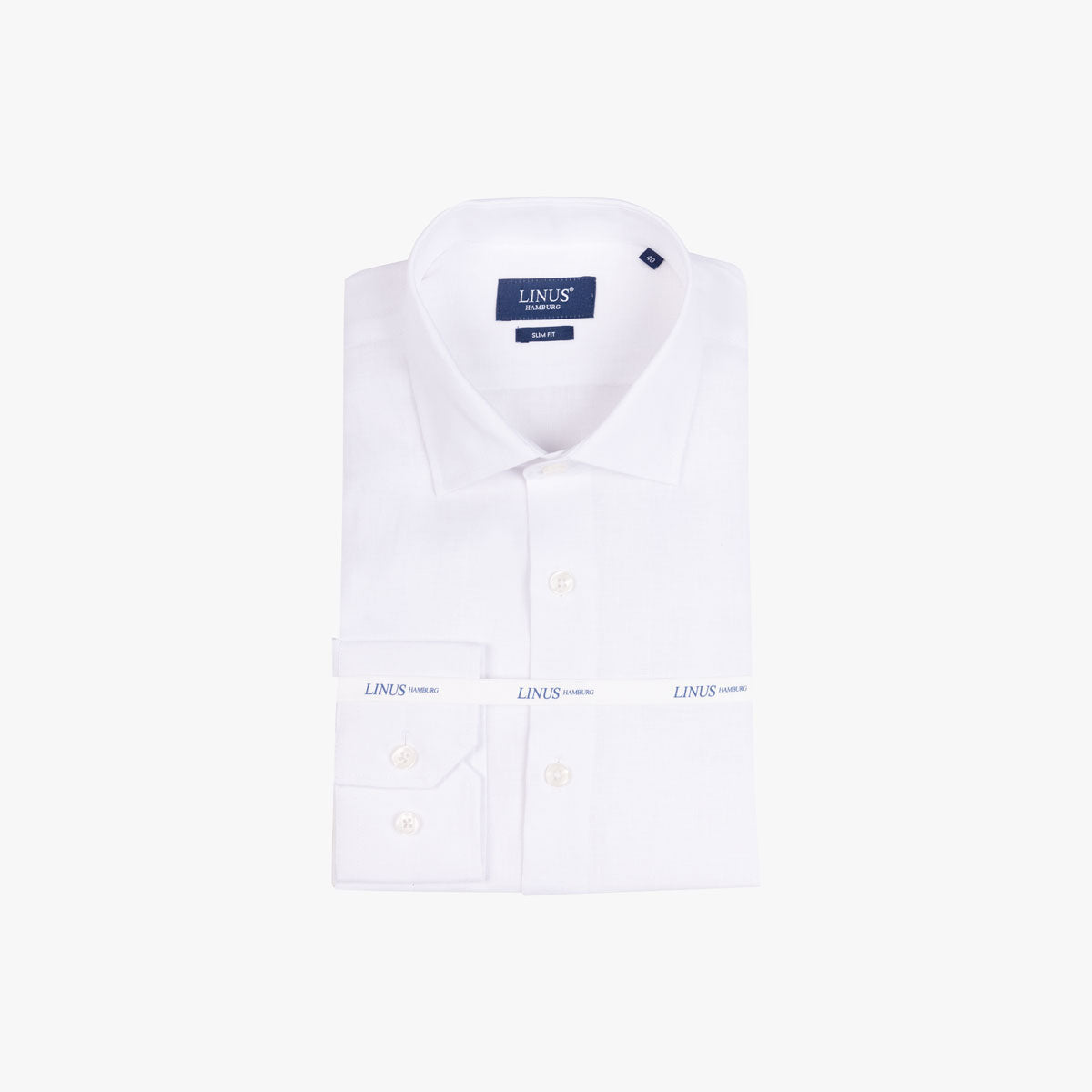 Slim Fit Hemd aus weißem reinem Leinen weiss Bild 2
