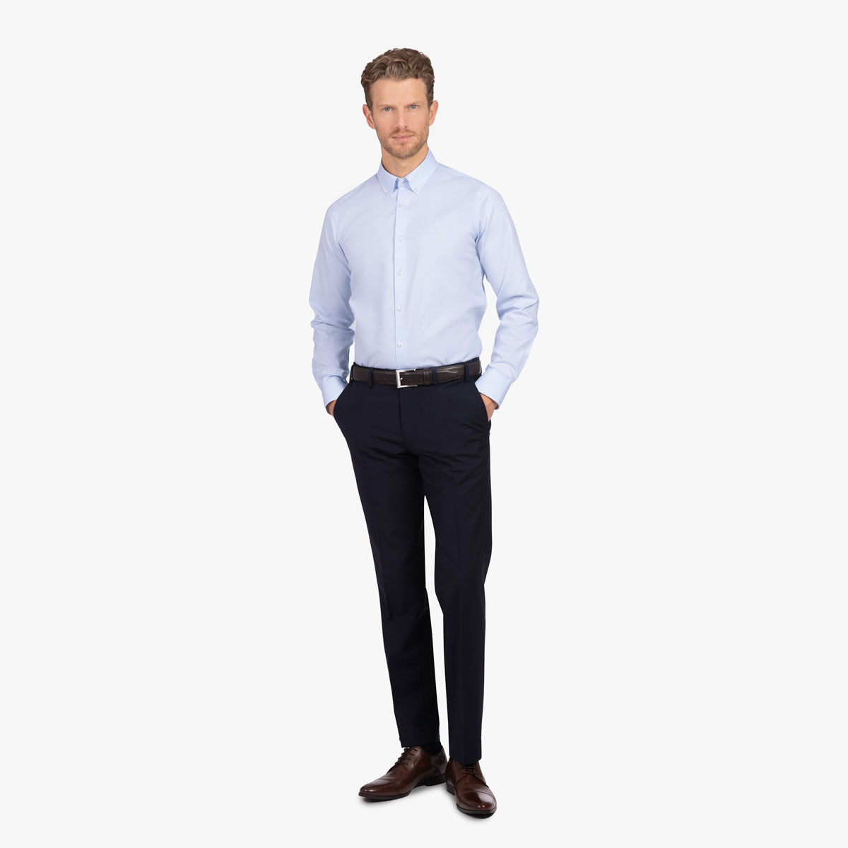 Slim Fit Hemd in hellblau mit Button Down Kragen hellblau Bild 3