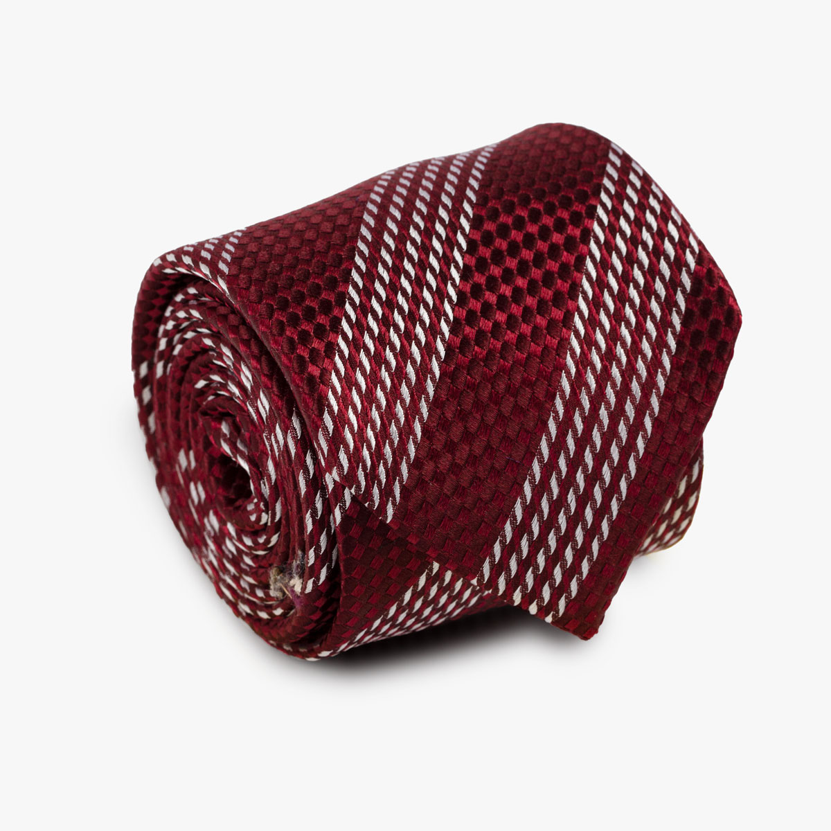 Aufgerollte Krawatte gestreift in rot und weiß