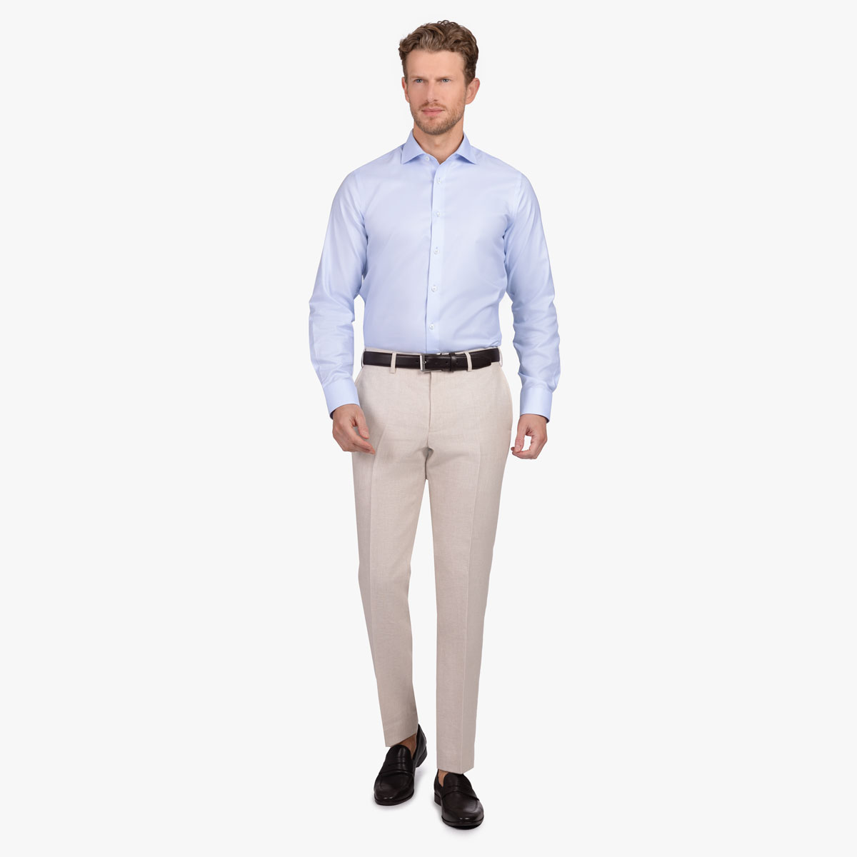 Slim Fit Hemd aus Baumwolle in hellblau mit Muster
