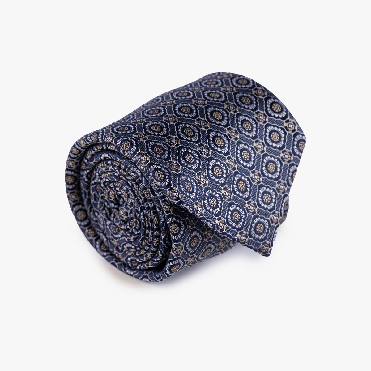 Krawatte aus Seide in dunkelblau gemustert