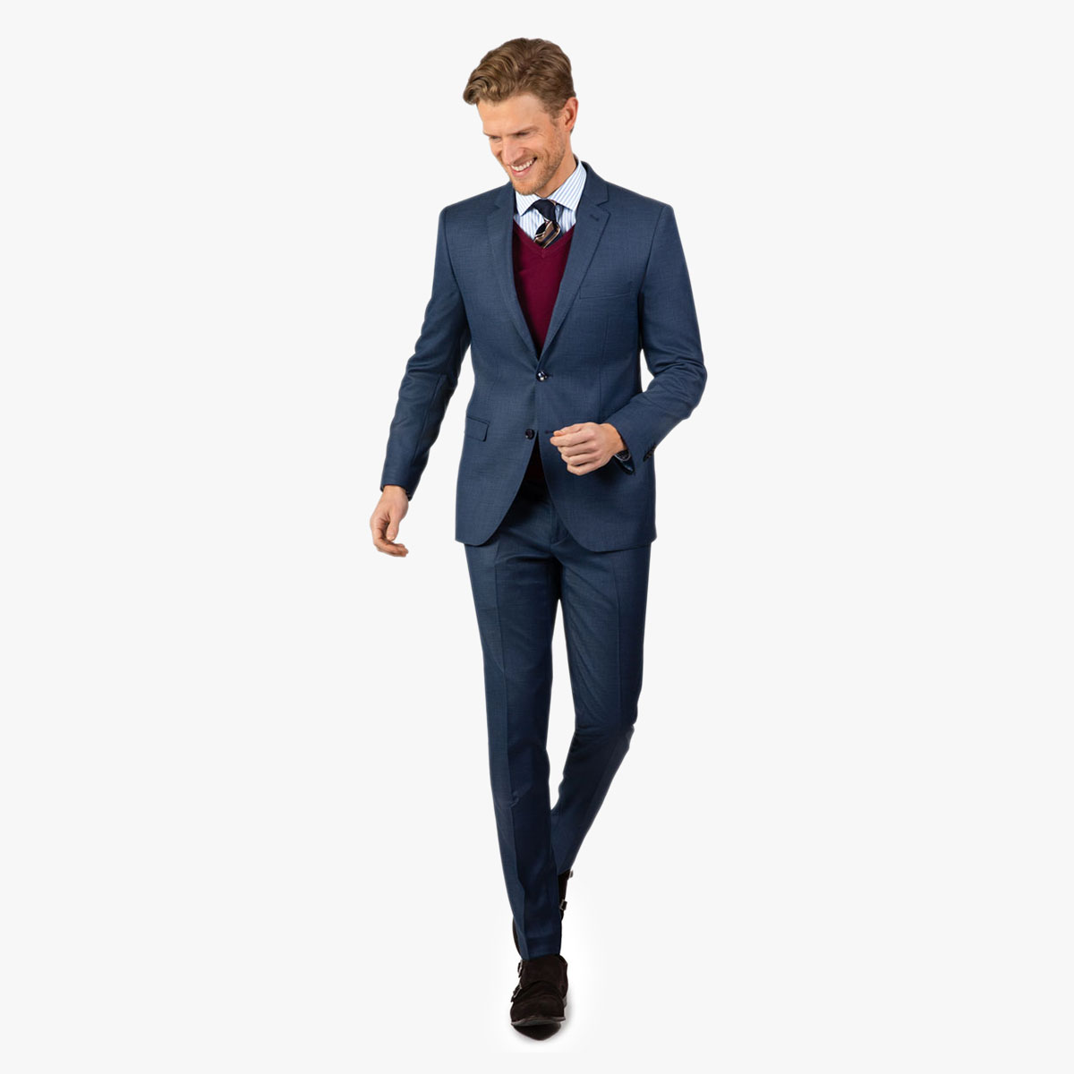Super Slim Fit Anzug in blau mit Halbfutter