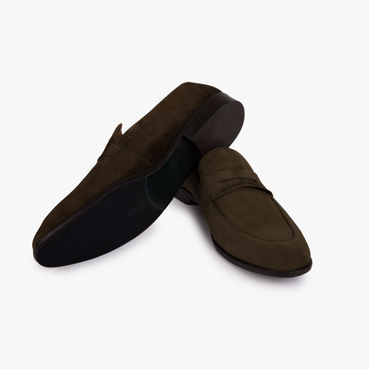 Loafers in grün-braun-mit schmal zulaufender Spitze Grün-braune Loafers mit schmal zulaufender Spitze