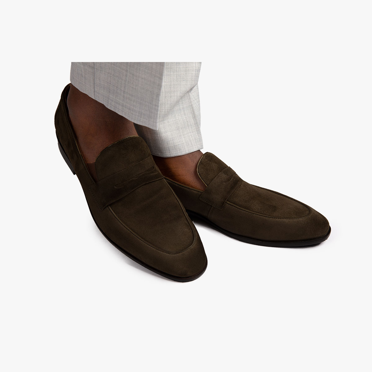 Klassische Slipper in oliv im Ivy League Look Klassische Slipper in oliv im Ivy League Style
