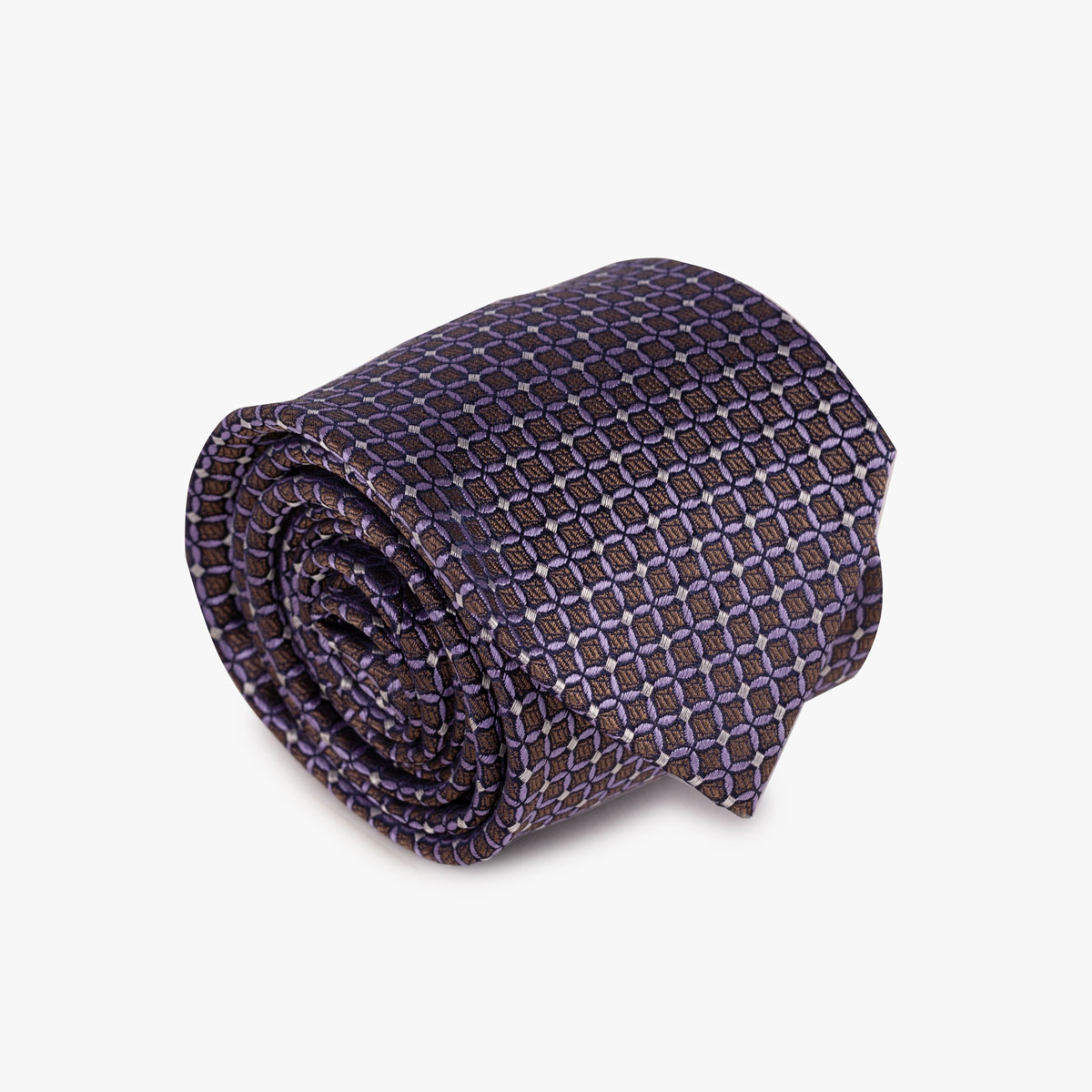 Krawatte mit geometrischem Muster in braun lila 