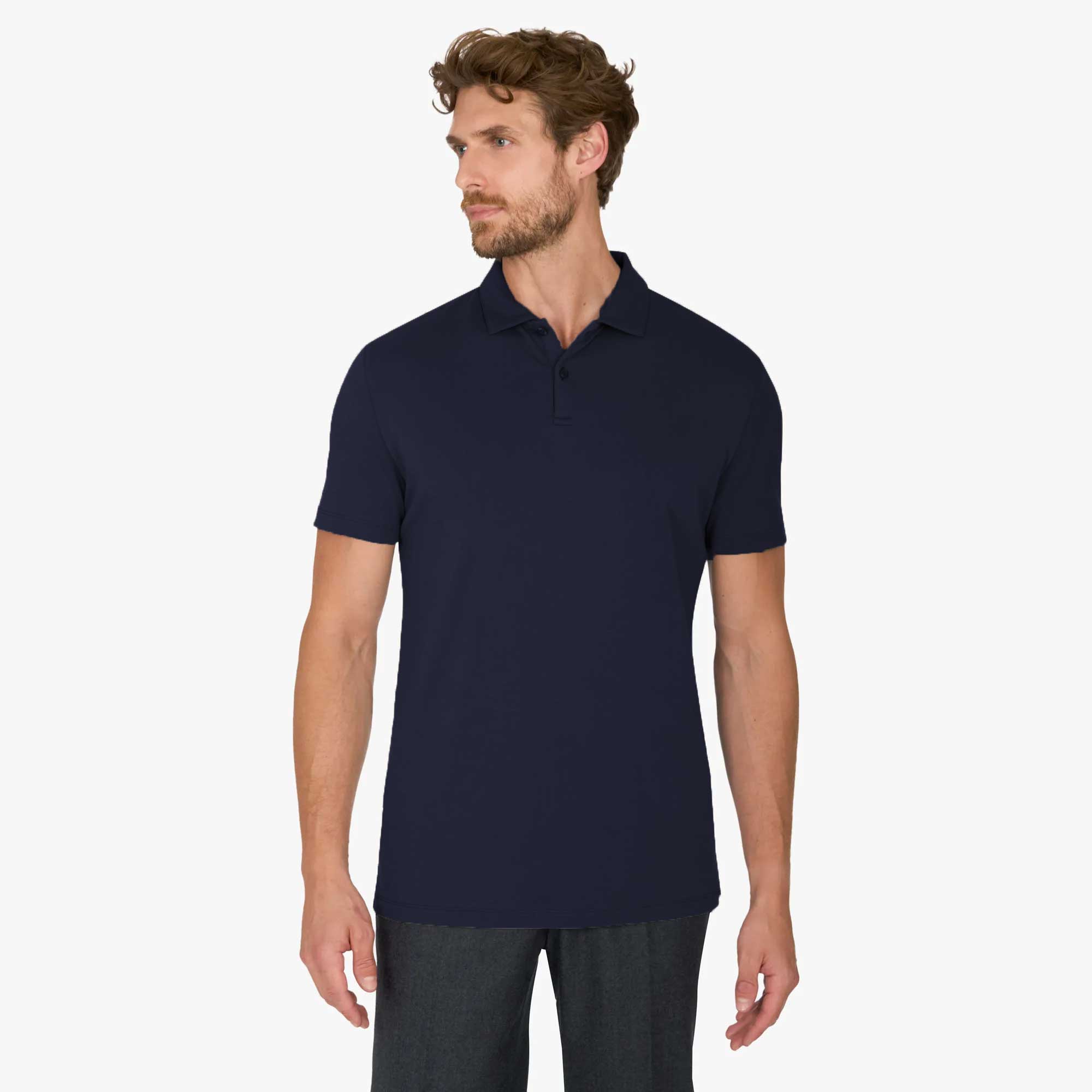 Poloshirt aus Baumwolle und Modal in Dunkelblau