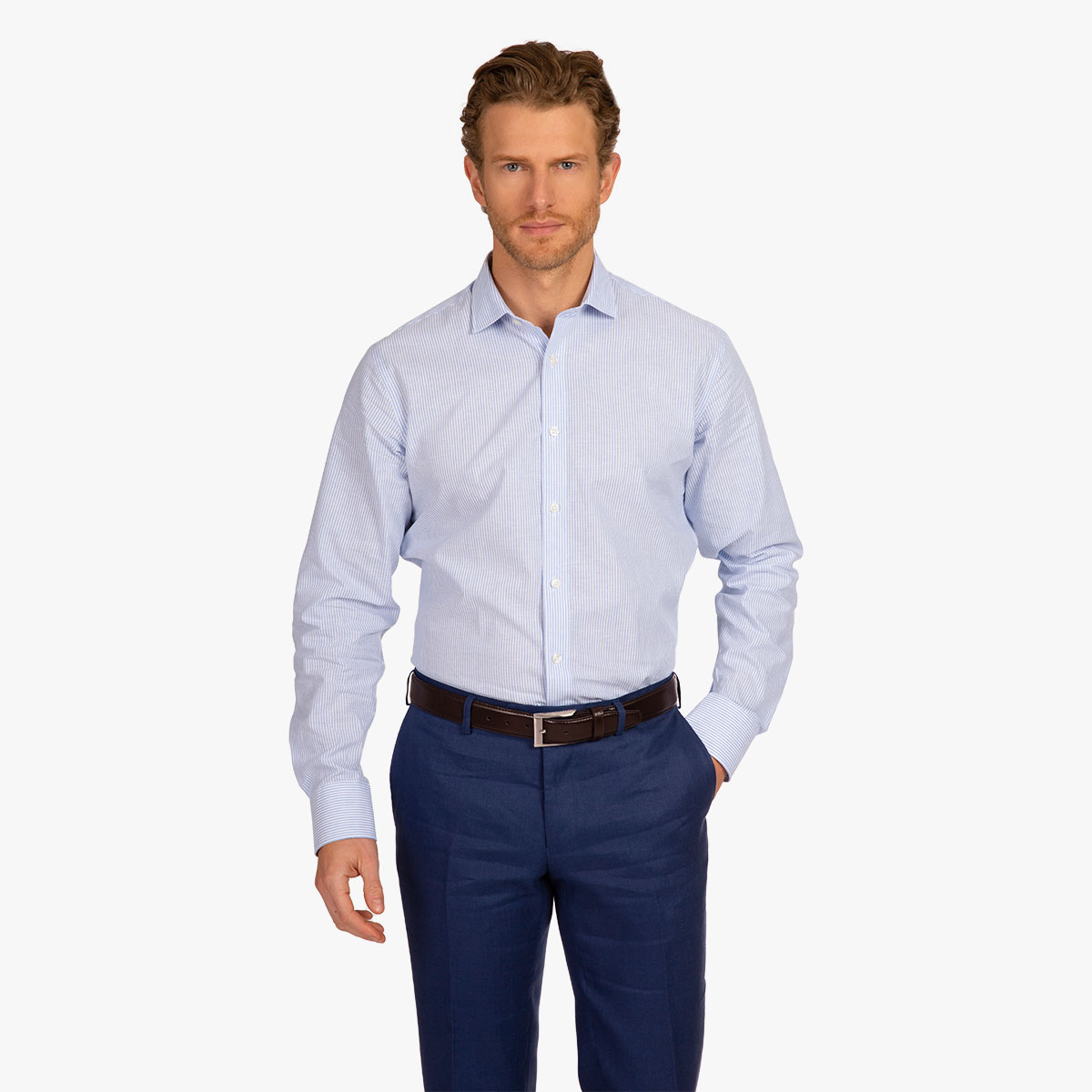 Modern Fit Hemd gestreift in blau-weiß