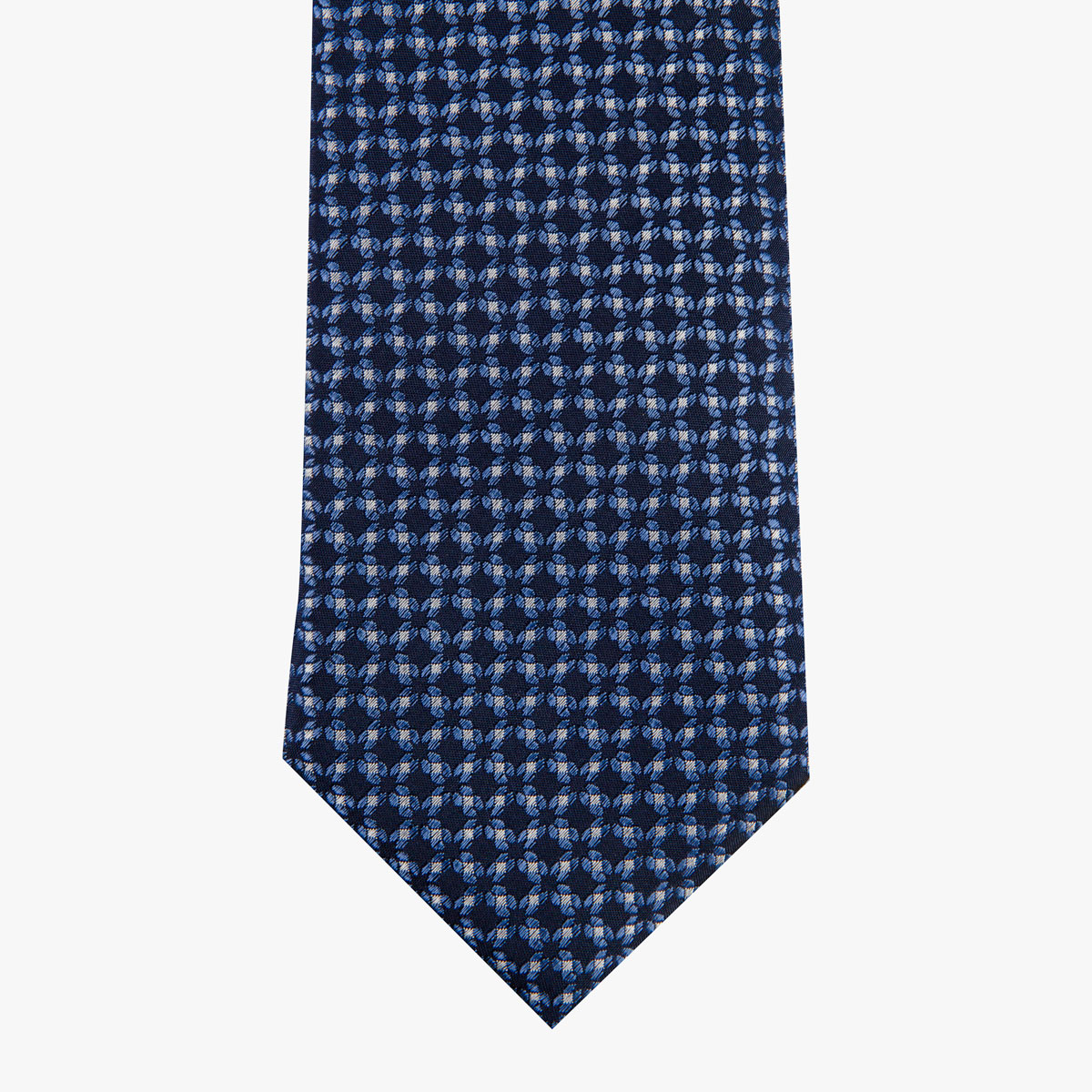 Krawatte glatt mit blauem Muster in dunkelblau