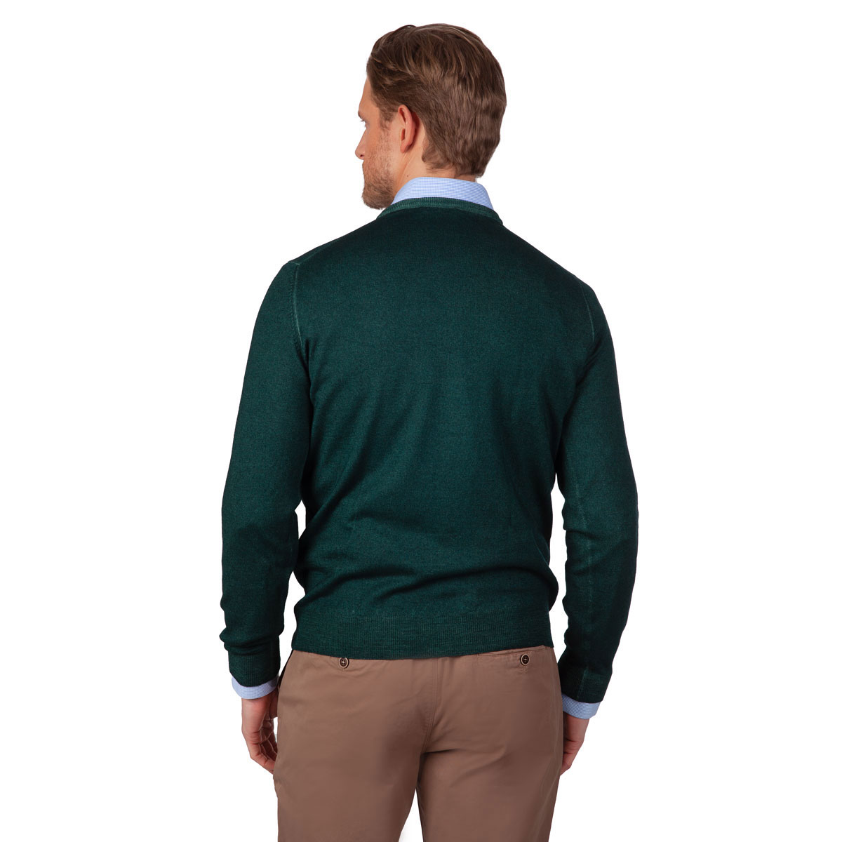 Feinstrick-Pullover Slim Fit in dunkelgrün
