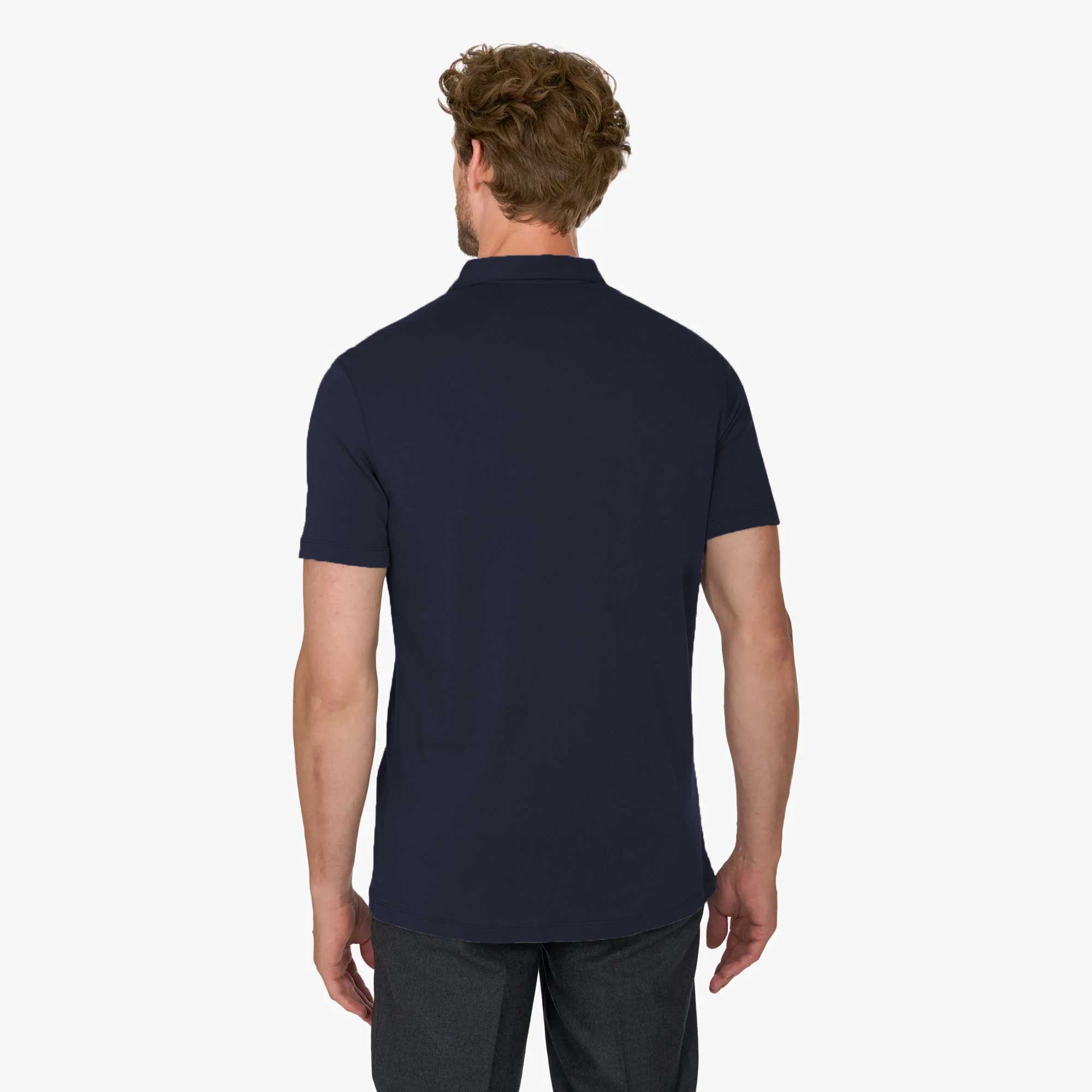 Poloshirt aus Baumwolle und Modal in Dunkelblau