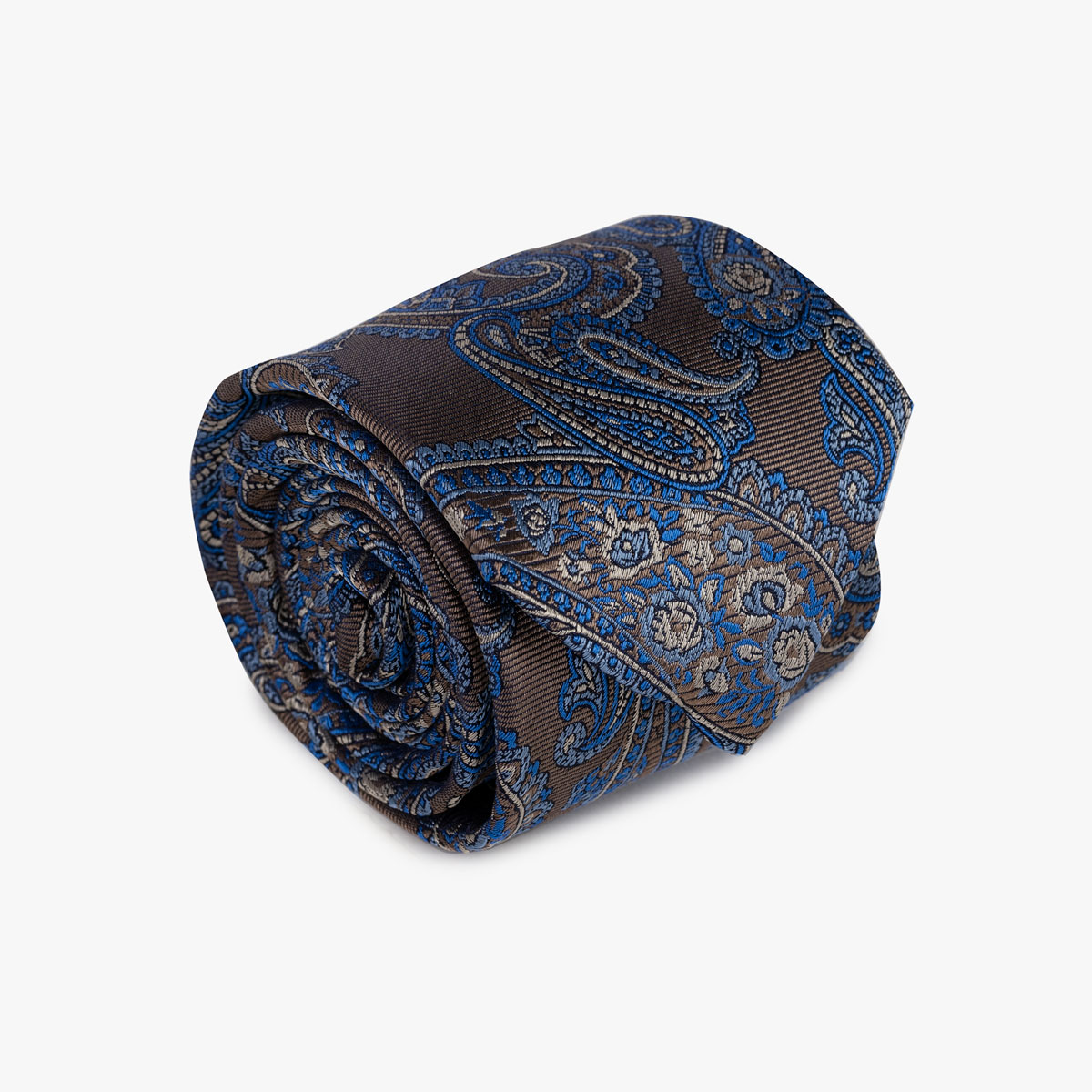 Krawatte mit floralem Paisley in blau braun
