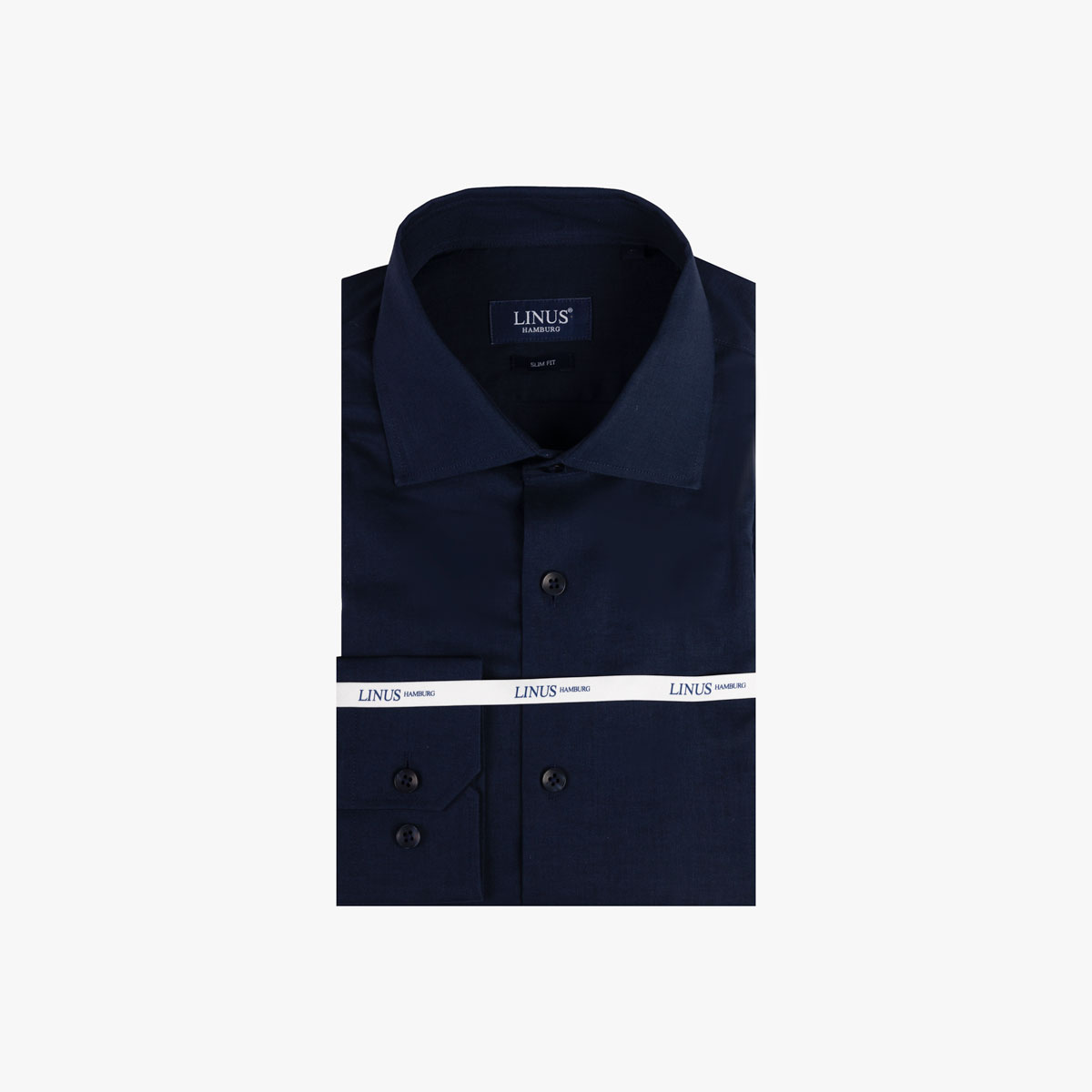 Slim Fit Hemd aus Baumwolle/Leinen in dunkelblau