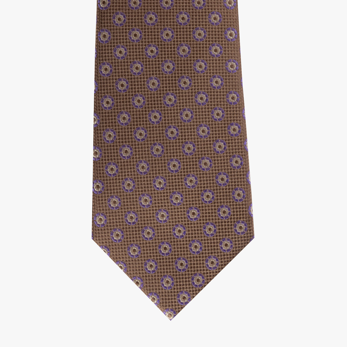 Krawatte aus Seide in braun mit lila Muster