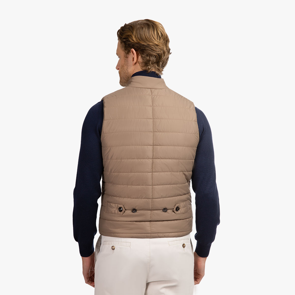 Modern Fit Steppweste mit verstellbarem Knopfriegel Modern Fit Weste mit Knopfriegel zum Verstellen
