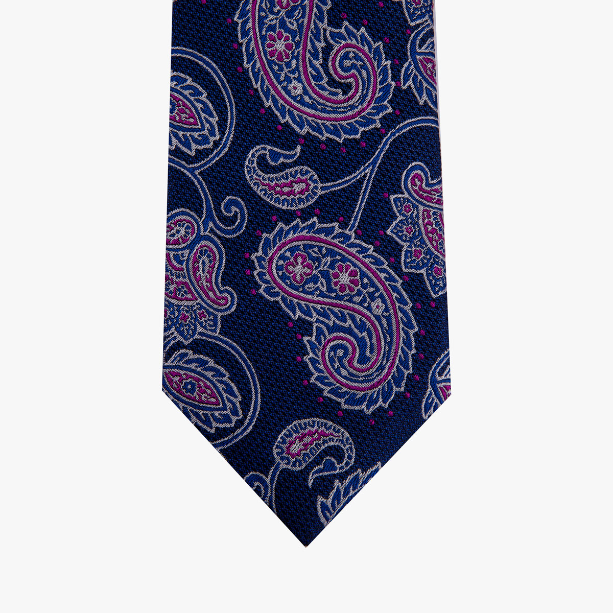 Glatte Krawatte mit Paisley-Muster in blau und magenta