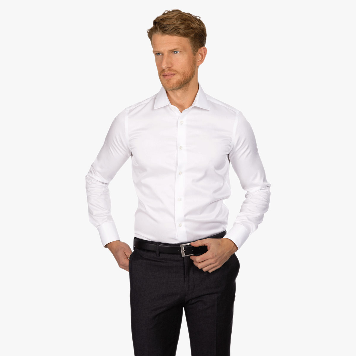 Super Slim Fit Hemd in weiß mit Umschlagmanschette