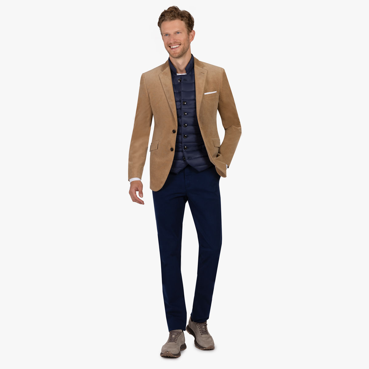 Baukastensakko Genf/S aus Cord in beige