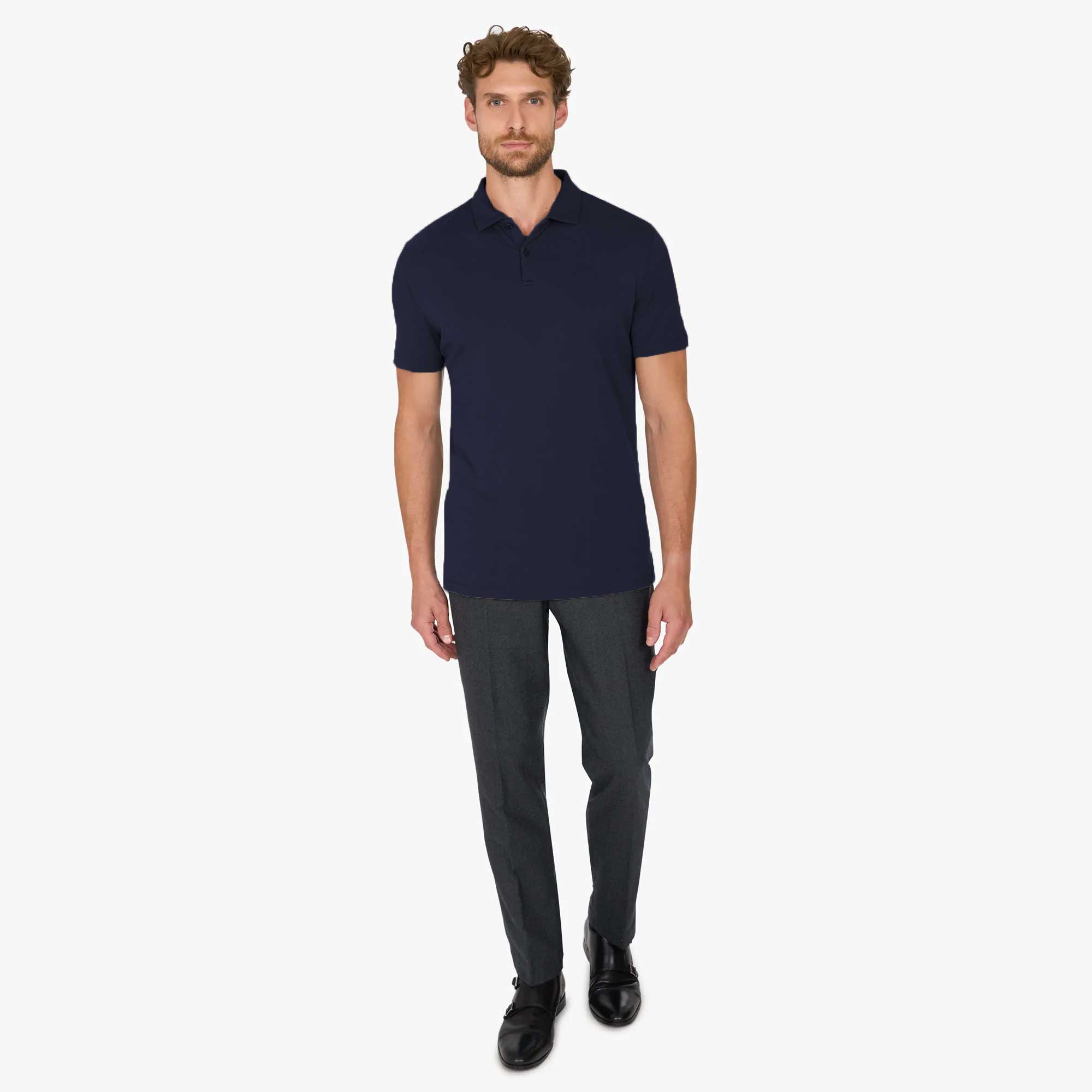 Poloshirt aus Baumwolle und Modal in Dunkelblau