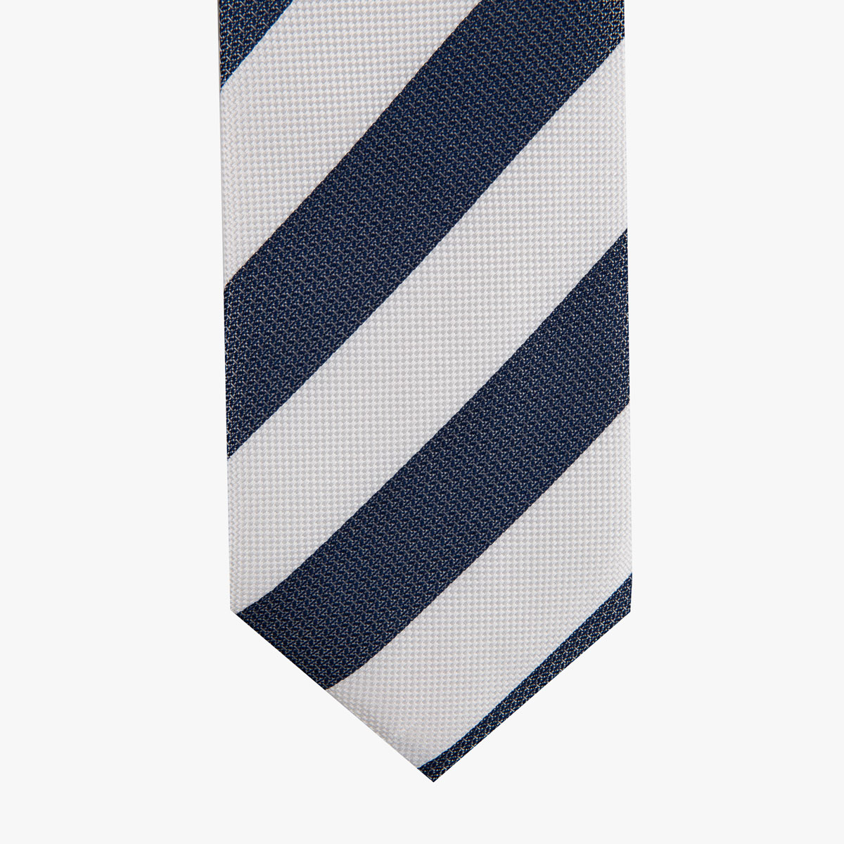 Krawatte glatt mit breiten Streifen in dunkelblau weiß