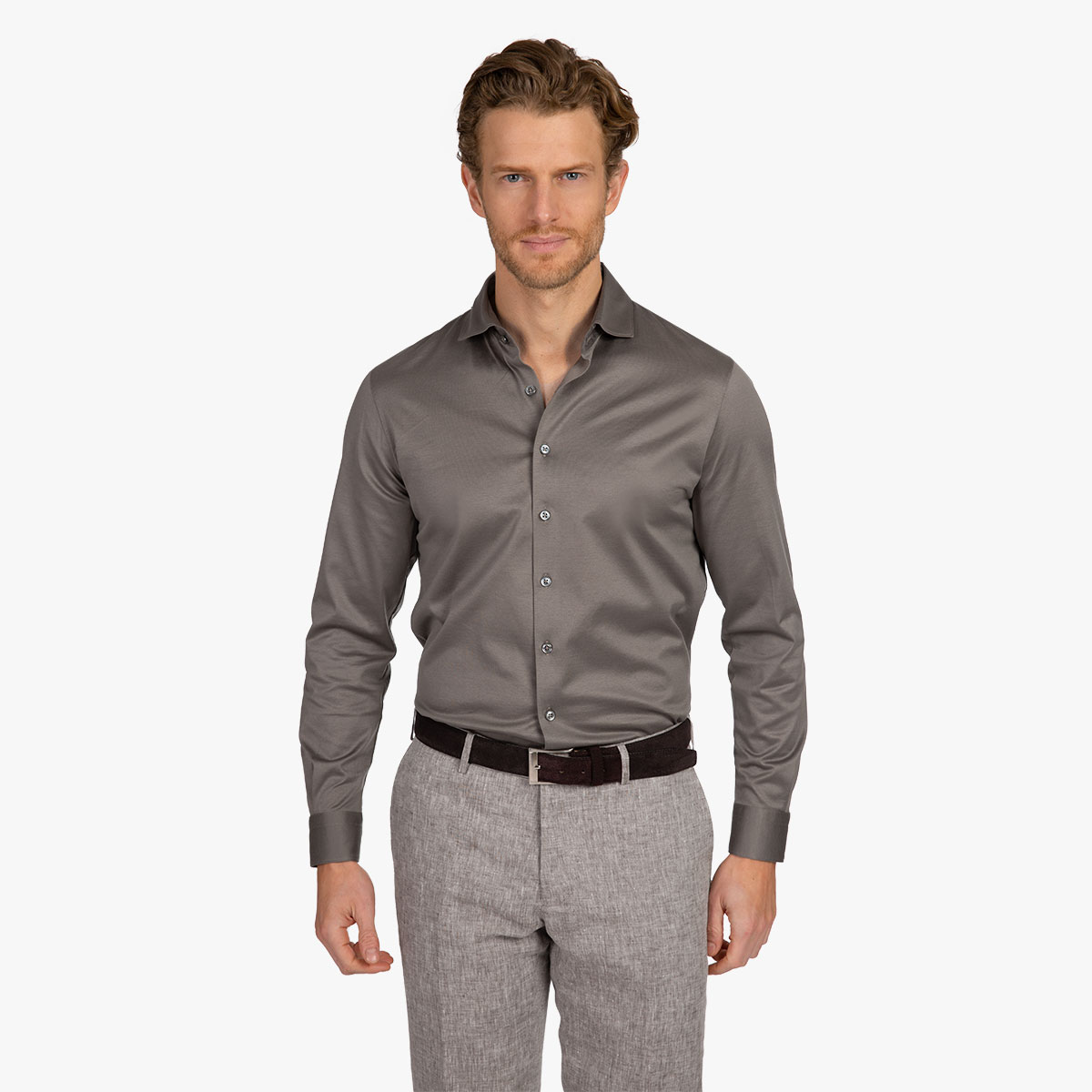 Premium Jersey Hemd Slim Fit aus italienischer mercerisierter Baumwolle