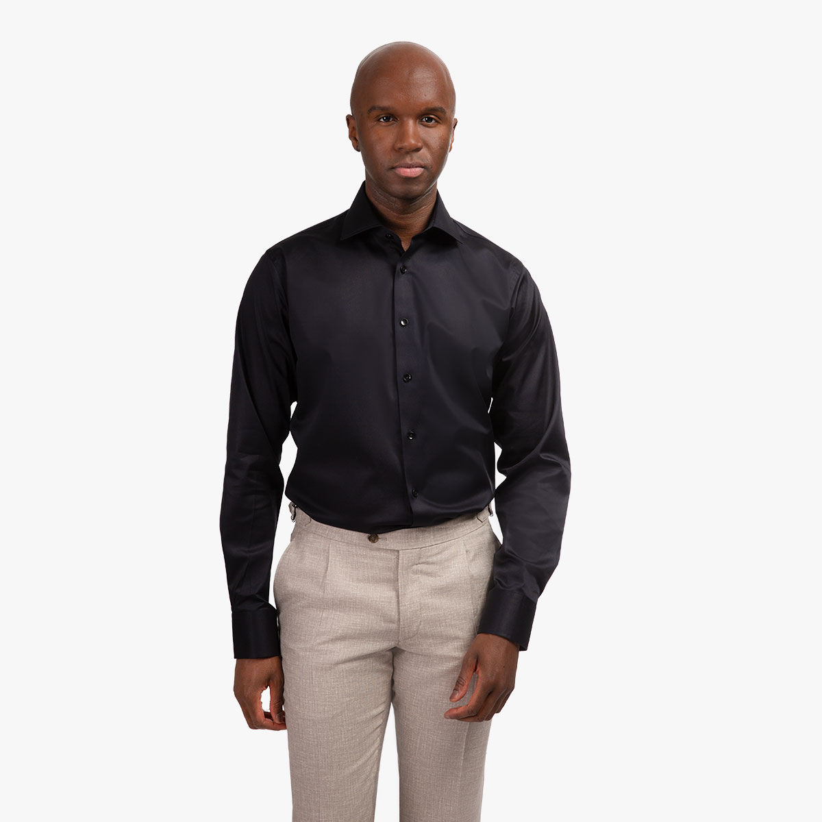 Modern Fit Hemd in schwarz aus Baumwoll-Stretch