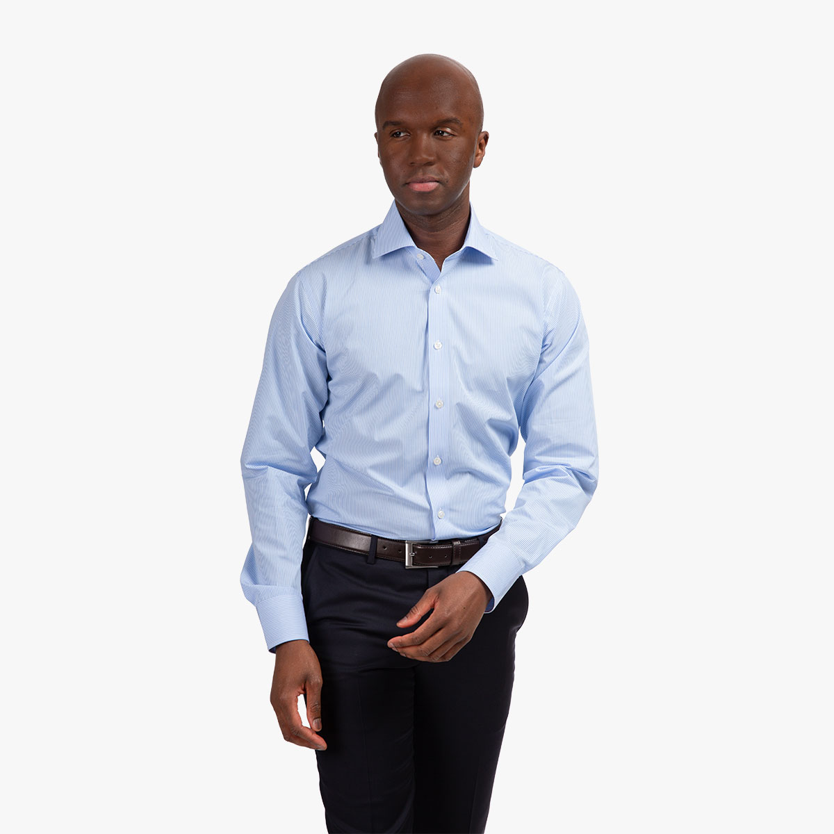 Modern Fit Hemd mit blau-weißen Streifen