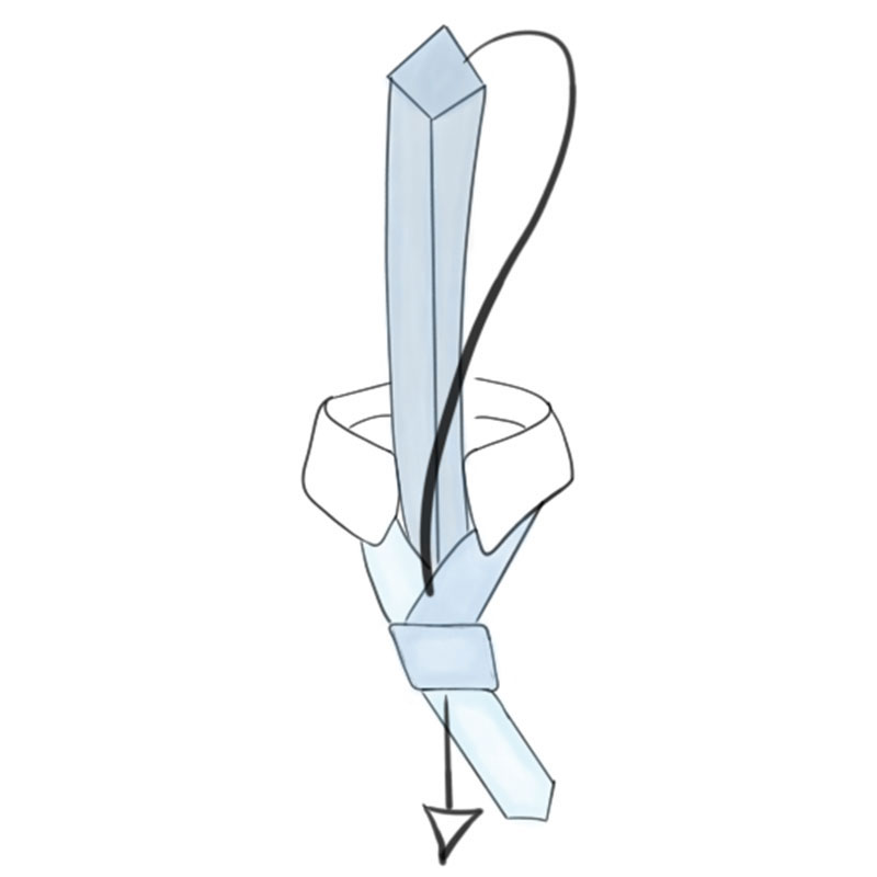 Four-in-Hand-Krawattenknoten Schritt 5 Four-in-Hand-Krawatten-Knoten fünfter Schritt
