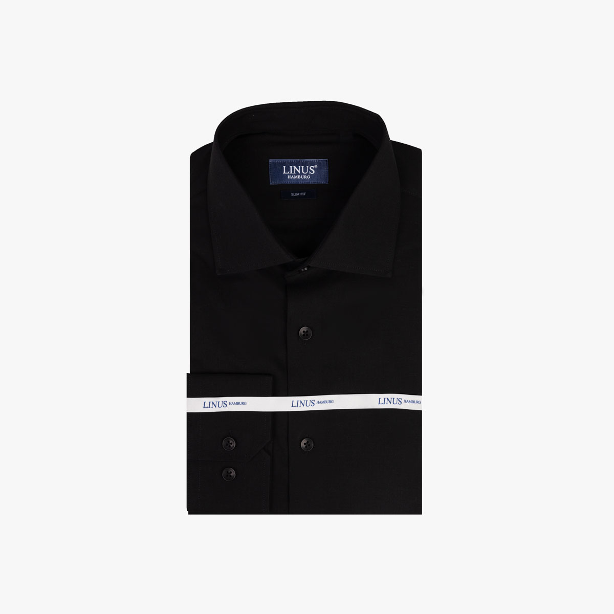 Slim Fit Hemd aus Baumwolle/Leinen in schwarz