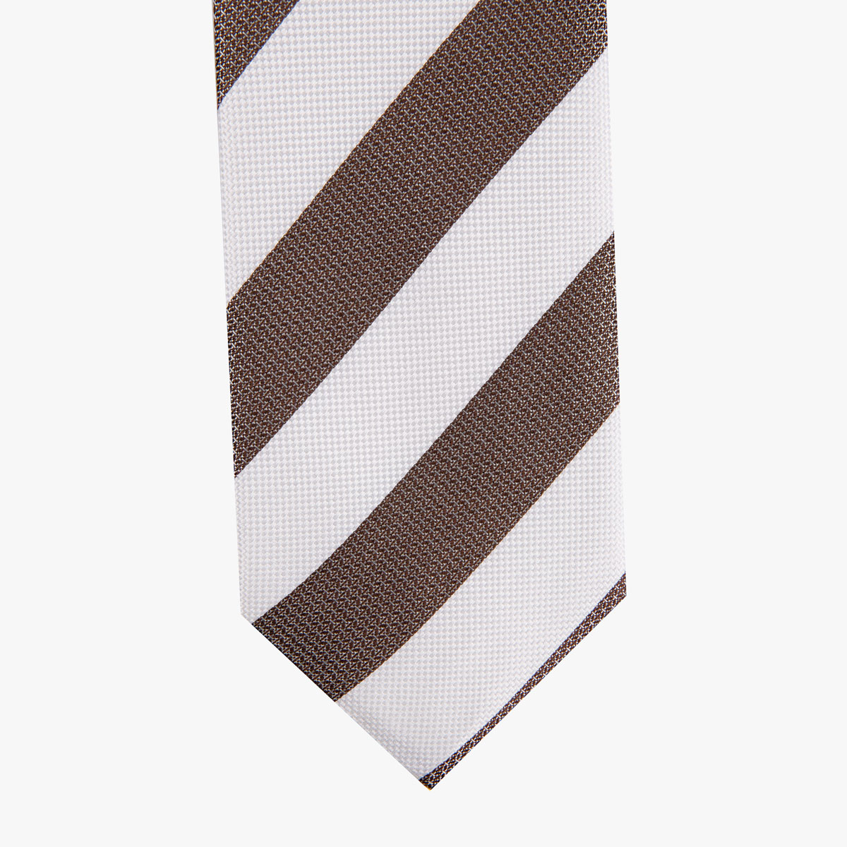 Krawatte glatt mit breiten Streifen in off-white und braun