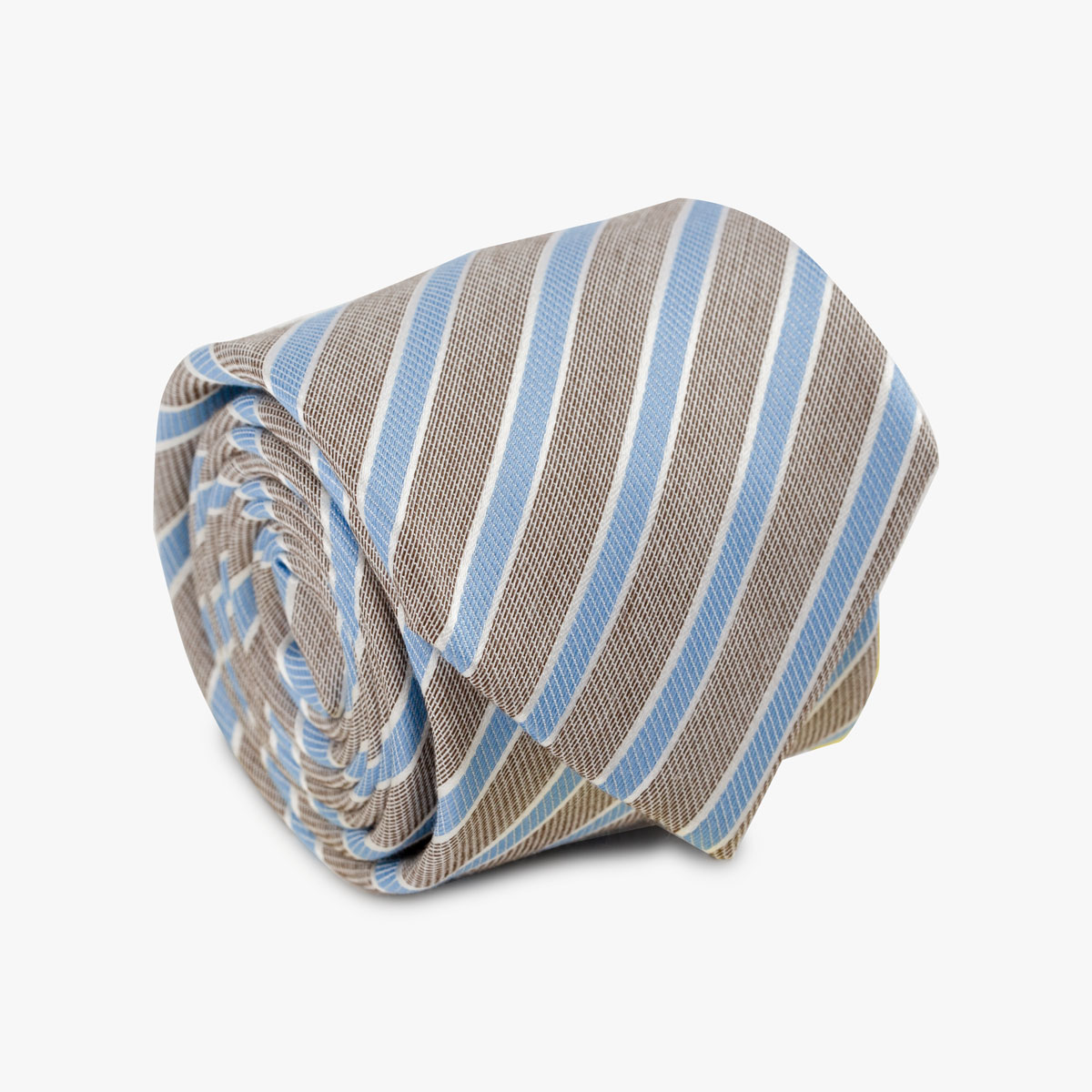 Aufgerollte Krawatte gestreift in braun und blau