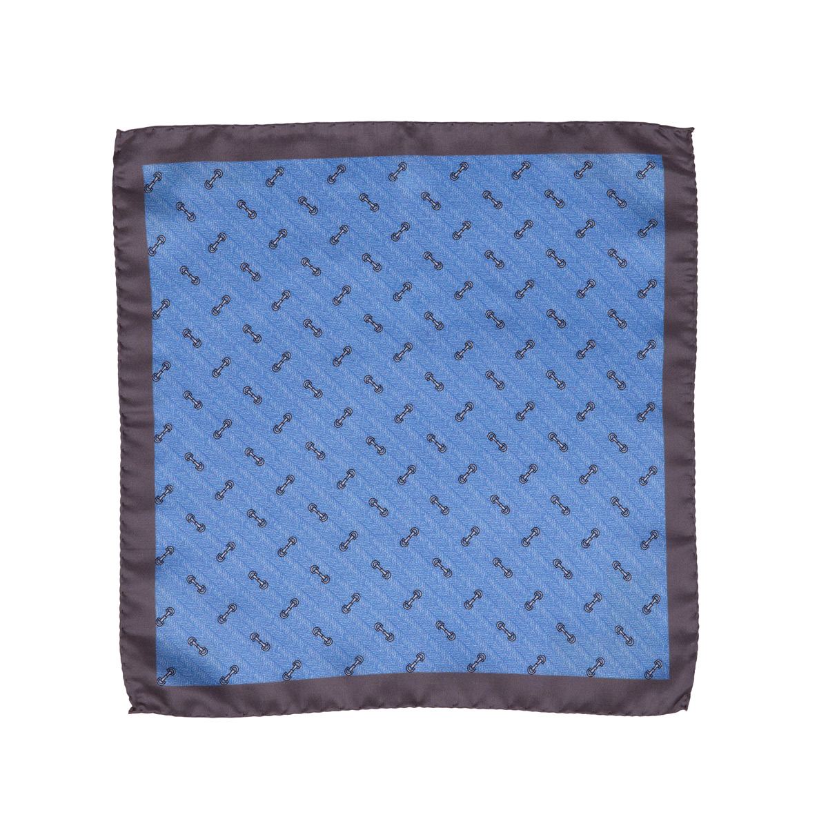 Stoff vom Einstecktuch aus Seidentwill mit Trensen-Motiv in blau
