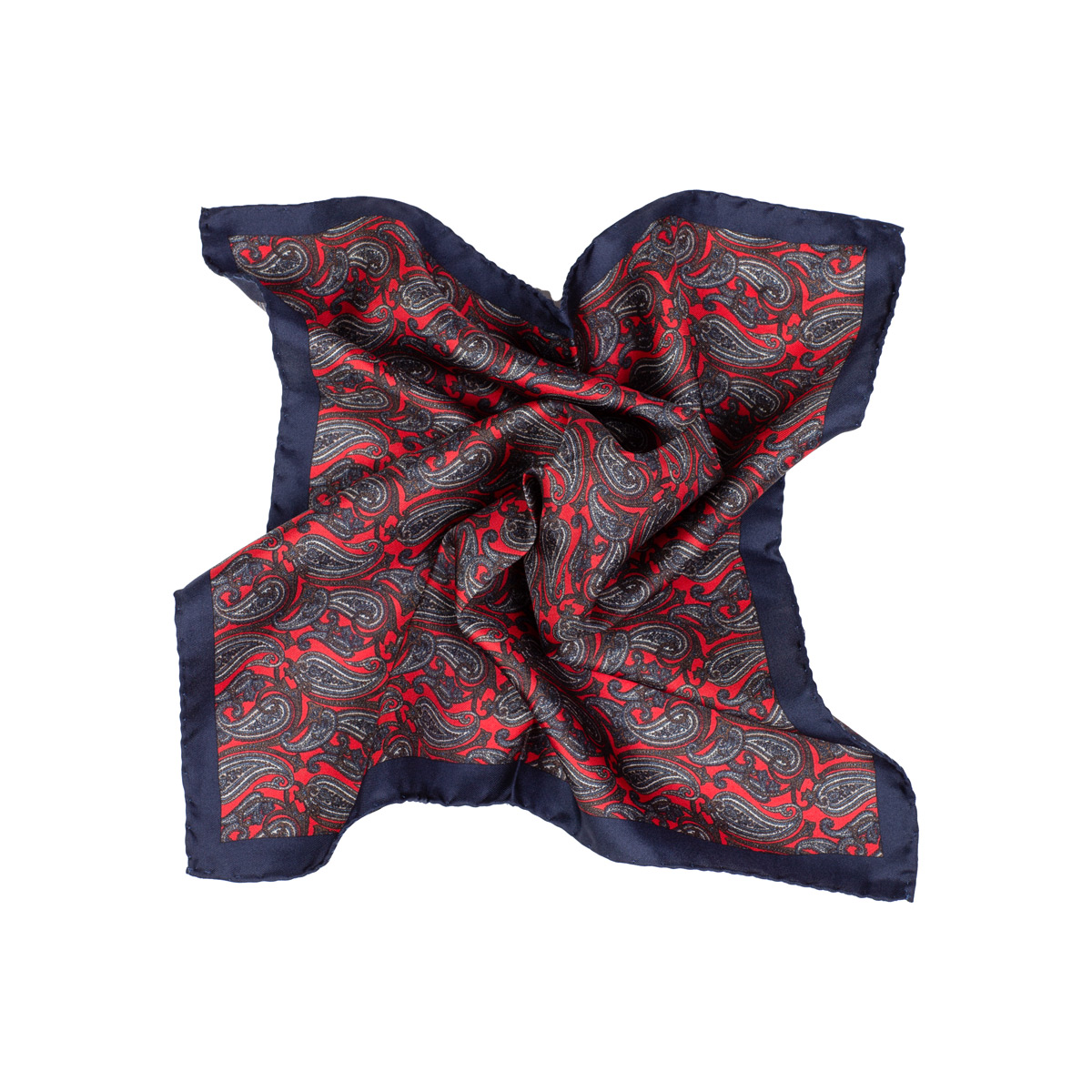 Gelegtes Einstecktuch aus Seidentwill mit Paisley-Muster in rot