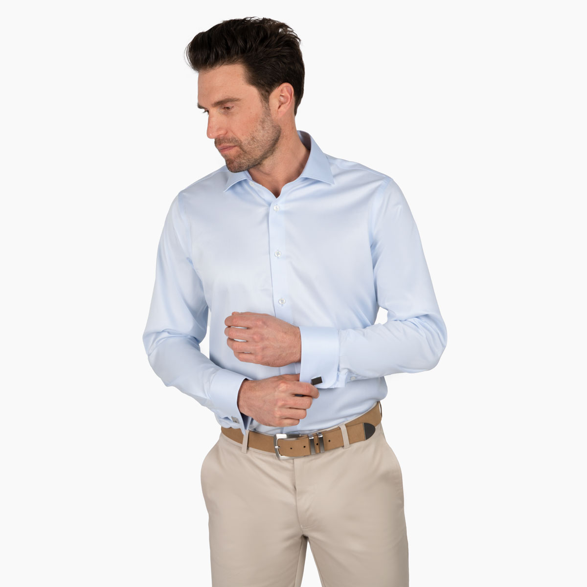 Slim Fit Hemd in Hellblau mit Umschlagmanschette