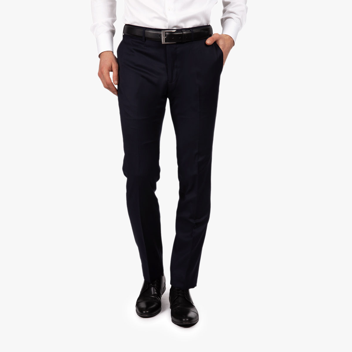 Feine Tuchhose mit flacher Front in dunkelblau Dunkelblaue Tuchhose mit flacher Front