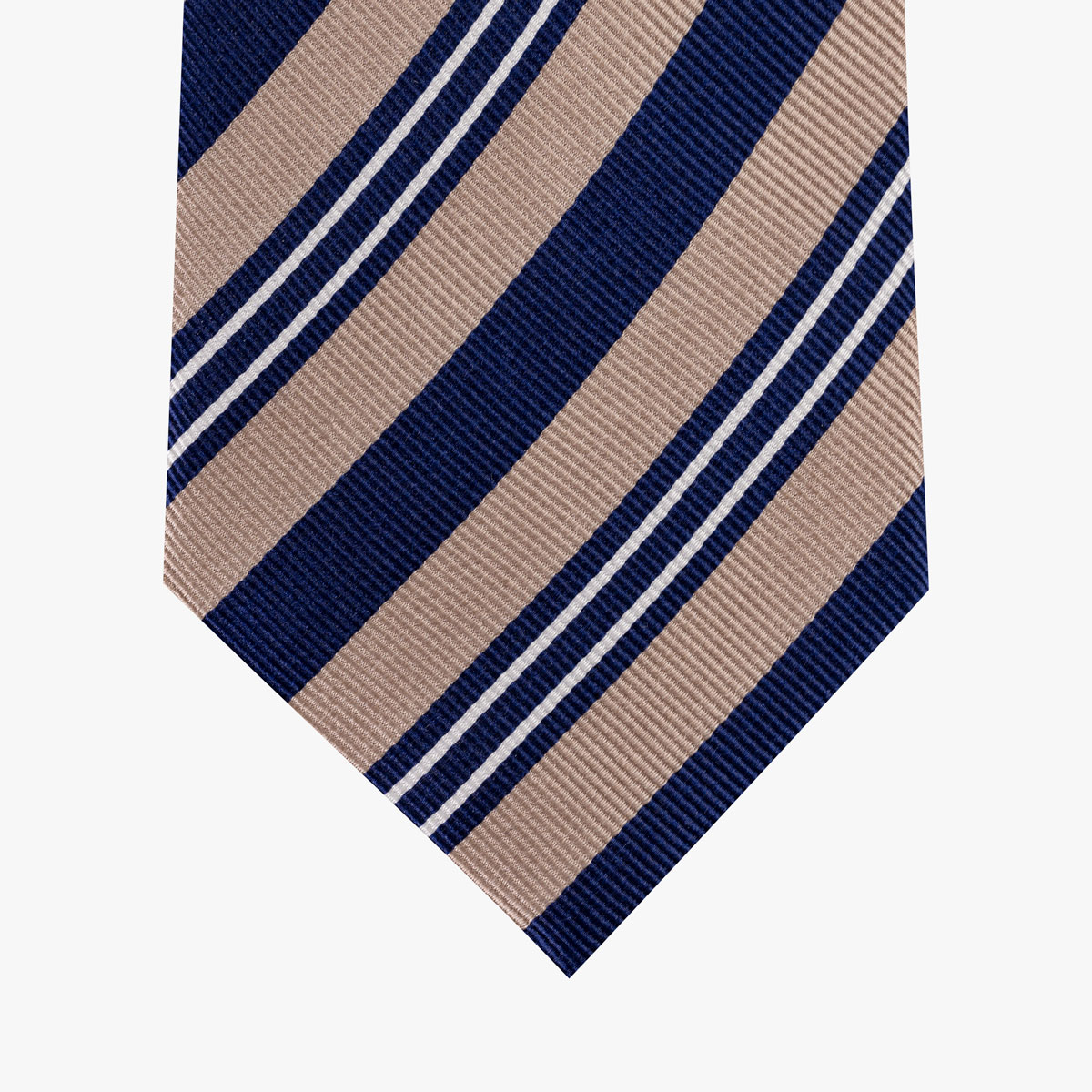 Krawatte mit Doppelstreifen in dunkelblau beige