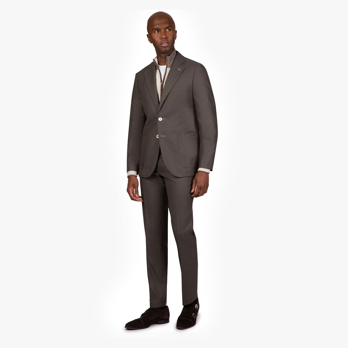 Eleganter Anzug in dunkelbraun aus Flanell