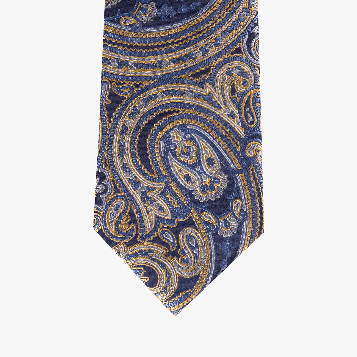 Krawatte aus Seide in dunkelblau mit goldenem Muster