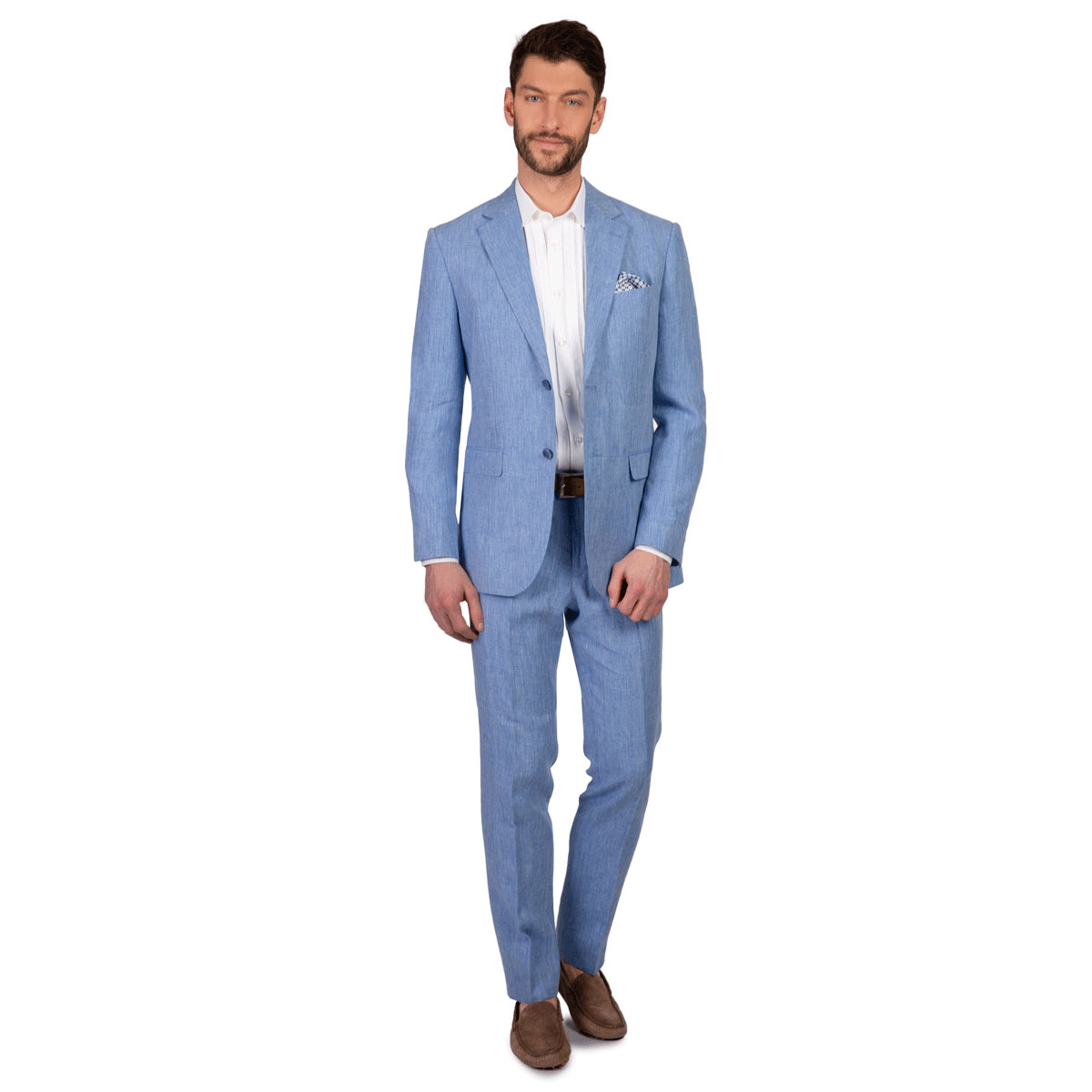 Sommerlicher Leinen-Anzug in hellblau