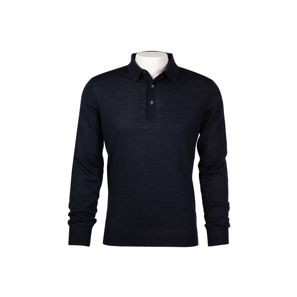 Jersey Poloshirt aus Wolle und Seide in dunkelblau