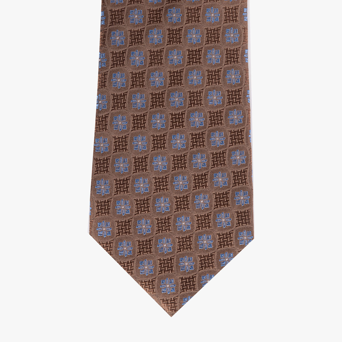 Krawatte aus Seide in braun mit hellblauem Muster
