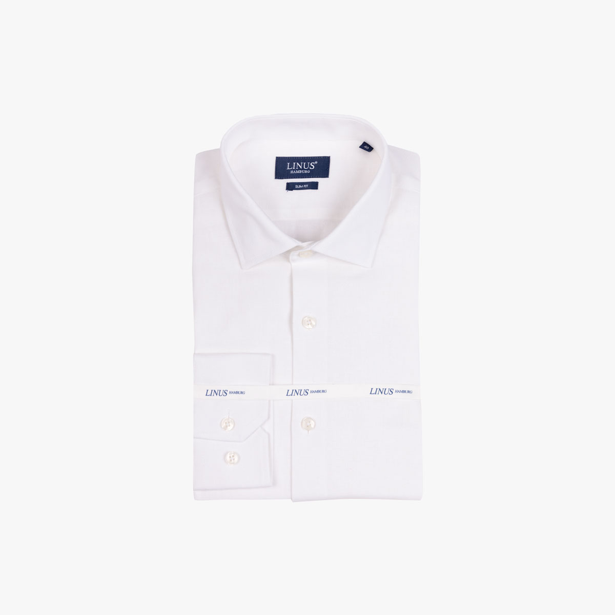 Slim Fit Hemd aus Baumwolle/Leinen in weiß