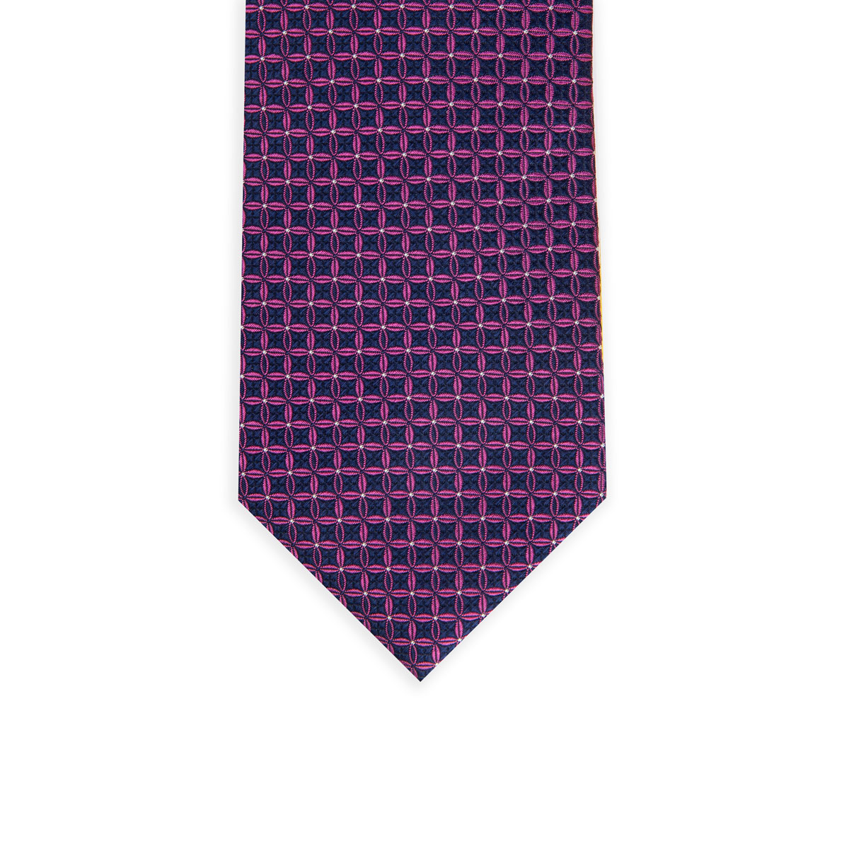 Krawatte glatt mit floralem geometrischem Muster in magenta/blau